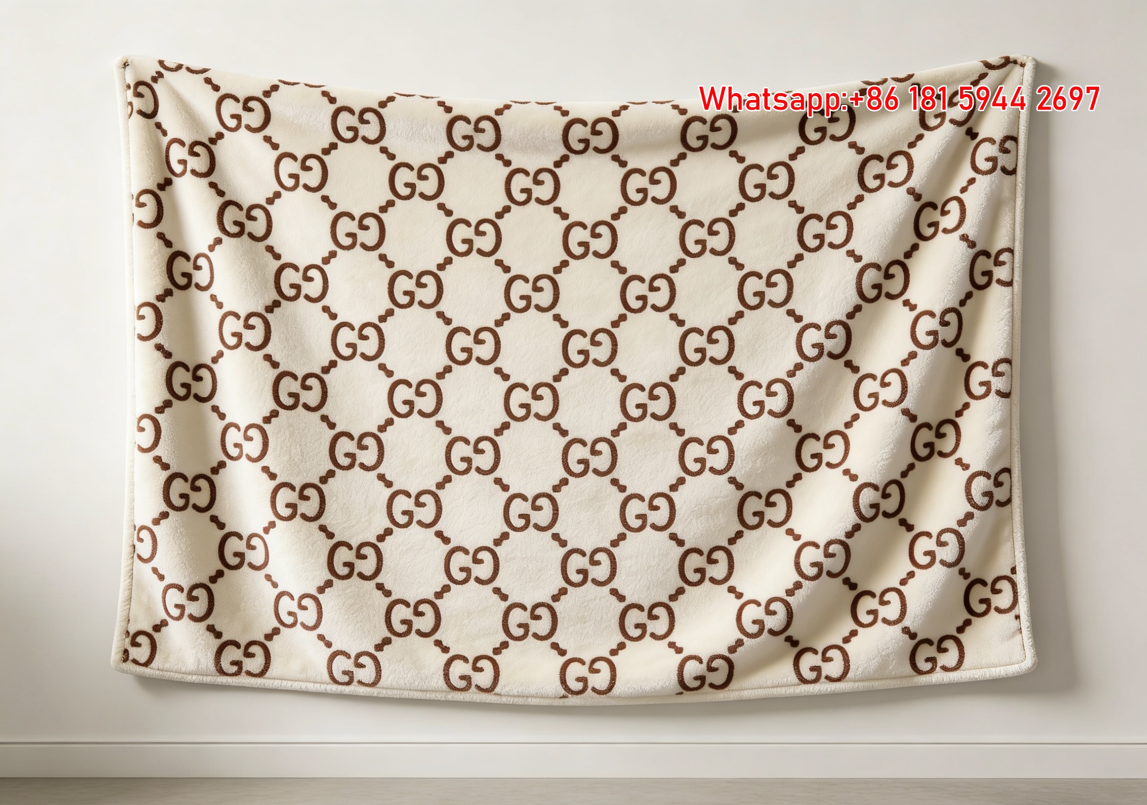 Brown GG Monogram Flannel Blanket Wall Hanging Decor Gucci throw blanket IMG_2536